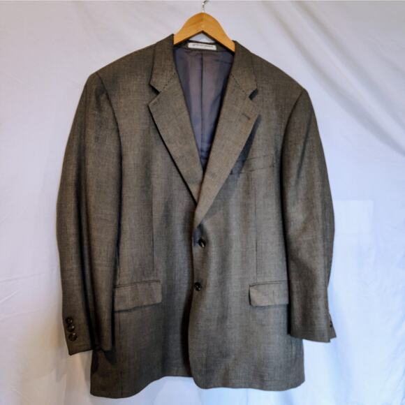 Hickey Freeman Ltd. Men's Silk Wool Houndstooth Grey Sport Coat Blazer 46 Reg - Picture 2 of 12